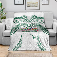 Hawaii Rainbow Warriors Blanket Polynesian Motif White Color