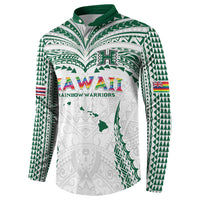 Custom Hawaii Rainbow Warriors Button Sweatshirt Polynesian Motif White Color