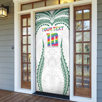 Custom Hawaii Rainbow Warriors Door Cover Polynesian Motif White Color