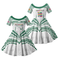 Custom Hawaii Rainbow Warriors Family Matching Mermaid Dress and Hawaiian Shirt Polynesian Motif White Color