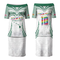 Custom Hawaii Rainbow Warriors Family Matching Puletasi and Hawaiian Shirt Polynesian Motif White Color