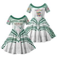 Custom Hawaii Rainbow Warriors Family Matching Puletasi and Hawaiian Shirt Polynesian Motif White Color