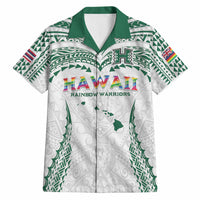 Custom Hawaii Rainbow Warriors Hawaiian Shirt Polynesian Motif White Color