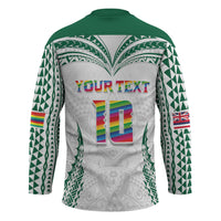 Custom Hawaii Rainbow Warriors Hockey Jersey Polynesian Motif White Color