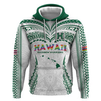 Custom Hawaii Rainbow Warriors Hoodie Polynesian Motif White Color