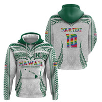 Custom Hawaii Rainbow Warriors Hoodie Polynesian Motif White Color