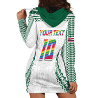 Custom Hawaii Rainbow Warriors Hoodie Dress Polynesian Motif White Color