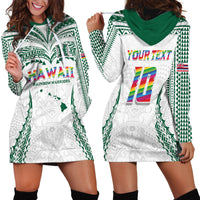 Custom Hawaii Rainbow Warriors Hoodie Dress Polynesian Motif White Color