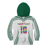 Custom Hawaii Rainbow Warriors Kid Hoodie Polynesian Motif White Color