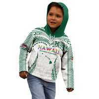 Custom Hawaii Rainbow Warriors Kid Hoodie Polynesian Motif White Color
