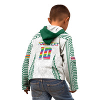 Custom Hawaii Rainbow Warriors Kid Hoodie Polynesian Motif White Color