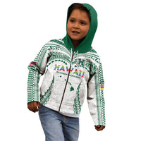 Custom Hawaii Rainbow Warriors Kid Hoodie Polynesian Motif White Color