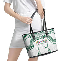 Hawaii Rainbow Warriors Leather Tote Bag Polynesian Motif White Color