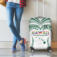 Hawaii Rainbow Warriors Luggage Cover Polynesian Motif White Color