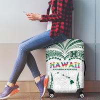 Hawaii Rainbow Warriors Luggage Cover Polynesian Motif White Color