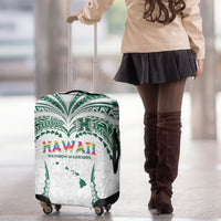 Hawaii Rainbow Warriors Luggage Cover Polynesian Motif White Color