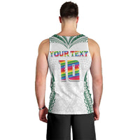 Custom Hawaii Rainbow Warriors Men Tank Top Polynesian Motif White Color