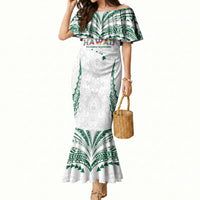 Custom Hawaii Rainbow Warriors Mermaid Dress Polynesian Motif White Color