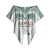 Custom Hawaii Rainbow Warriors Off Shoulder Wrap Waist Top Polynesian Motif White Color