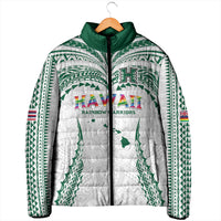 Custom Hawaii Rainbow Warriors Padded Jacket Polynesian Motif White Color