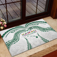 Hawaii Rainbow Warriors Rubber Doormat Polynesian Motif White Color