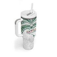 Custom Hawaii Rainbow Warriors Tumbler With Handle Polynesian Motif White Color