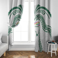 Hawaii Rainbow Warriors Window Curtain Polynesian Motif White Color
