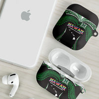 Hawaii Rainbow Warriors AirPods Case Polynesian Motif Black Color