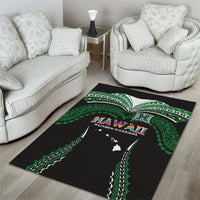 Hawaii Rainbow Warriors Area Rug Polynesian Motif Black Color