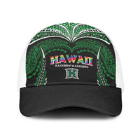 Hawaii Rainbow Warriors Baseball Net Cap Polynesian Motif Black Color