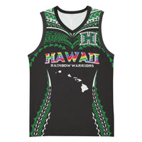 Custom Hawaii Rainbow Warriors Basketball Jersey Polynesian Motif Black Color