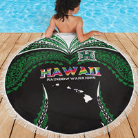 Hawaii Rainbow Warriors Beach Blanket Polynesian Motif Black Color