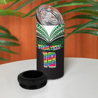 Custom Hawaii Rainbow Warriors 4 in 1 Can Cooler Tumbler Polynesian Motif Black Color