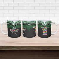 Custom Hawaii Rainbow Warriors Ceramic Mug Polynesian Motif Black Color