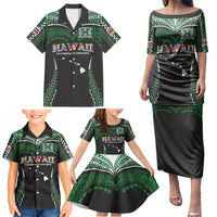 Custom Hawaii Rainbow Warriors Family Matching Puletasi and Hawaiian Shirt Polynesian Motif Black Color