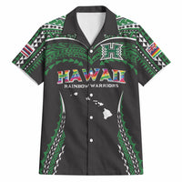 Custom Hawaii Rainbow Warriors Hawaiian Shirt Polynesian Motif Black Color