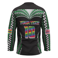 Custom Hawaii Rainbow Warriors Hockey Jersey Polynesian Motif Black Color