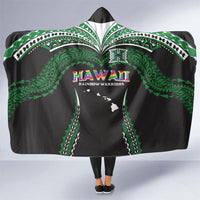 Hawaii Rainbow Warriors Hooded Blanket Polynesian Motif Black Color