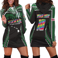 Custom Hawaii Rainbow Warriors Hoodie Dress Polynesian Motif Black Color