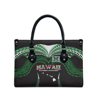 Hawaii Rainbow Warriors Leather Bag Polynesian Motif Black Color