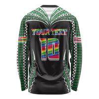 Custom Hawaii Rainbow Warriors Long Sleeve Shirt Polynesian Motif Black Color