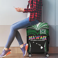 Hawaii Rainbow Warriors Luggage Cover Polynesian Motif Black Color