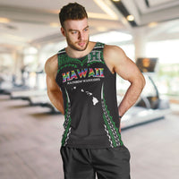 Custom Hawaii Rainbow Warriors Men Tank Top Polynesian Motif Black Color