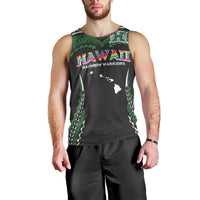 Custom Hawaii Rainbow Warriors Men Tank Top Polynesian Motif Black Color