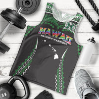 Custom Hawaii Rainbow Warriors Men Tank Top Polynesian Motif Black Color