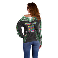 Custom Hawaii Rainbow Warriors Off Shoulder Sweater Polynesian Motif Black Color