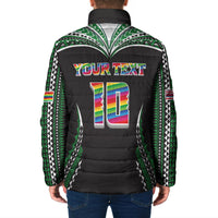 Custom Hawaii Rainbow Warriors Padded Jacket Polynesian Motif Black Color