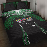 Hawaii Rainbow Warriors Quilt Bed Set Polynesian Motif Black Color