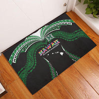 Hawaii Rainbow Warriors Rubber Doormat Polynesian Motif Black Color
