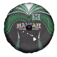 Hawaii Rainbow Warriors Spare Tire Cover Polynesian Motif Black Color
